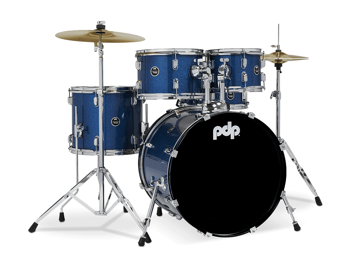 PDCE2015KTRB Center Stage Complete Drum Set with Cymbals Throne, Royal Blue Sparkle - 5 Piece -  PDP