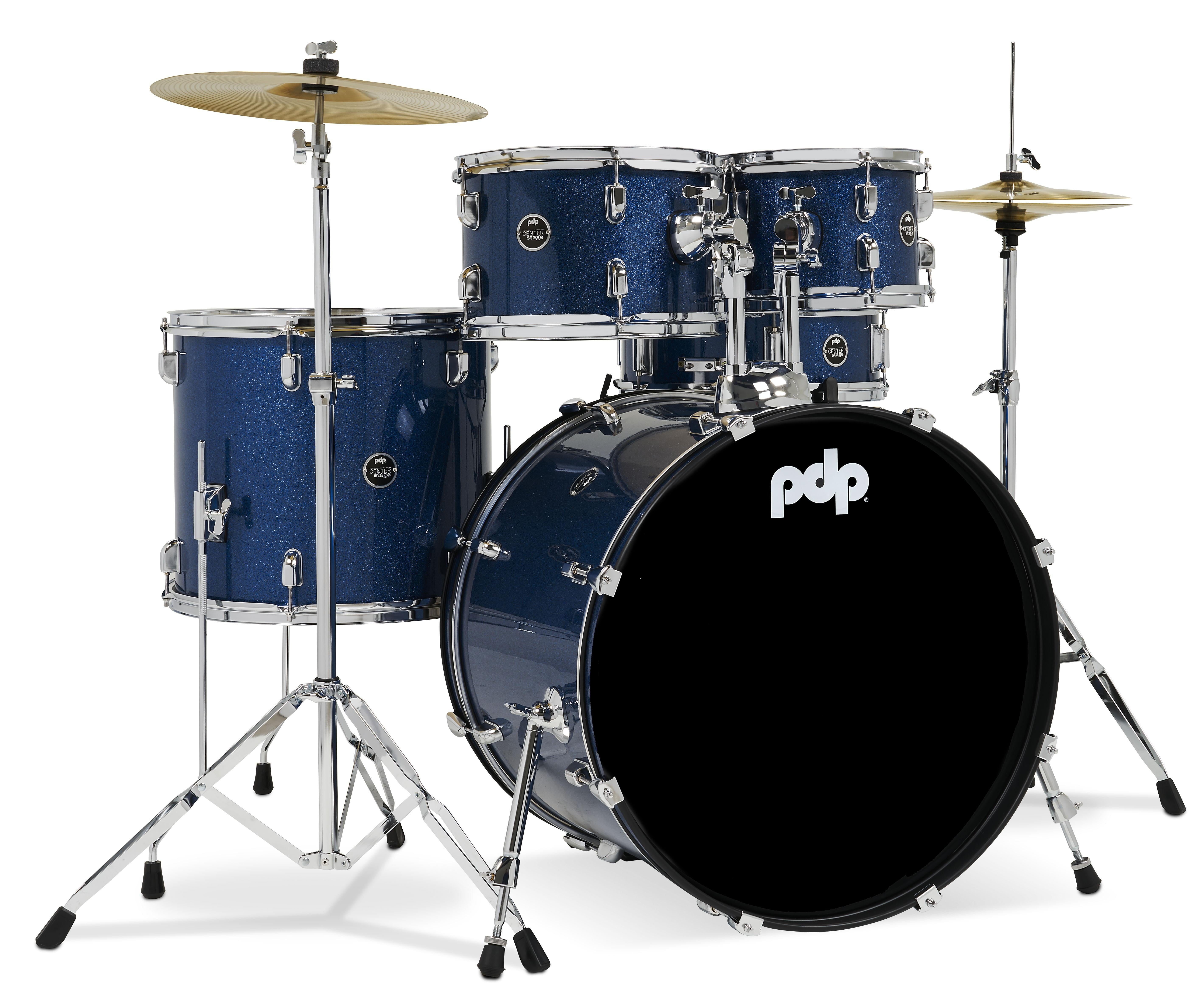 Center Stage Complete Drum Set with Cymbals Throne, Royal Blue Sparkle