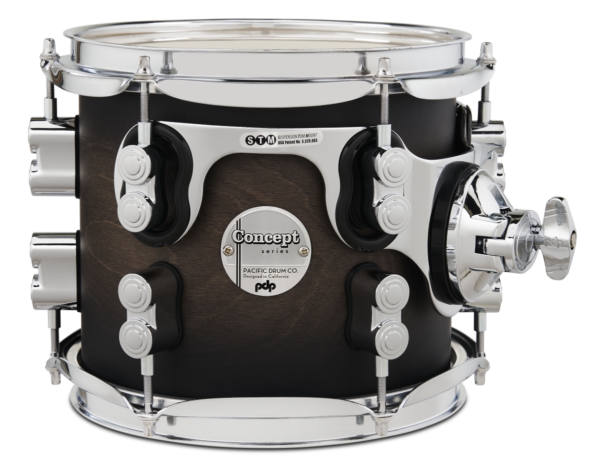 PDCM0708STSCB 7 x 8 in. Maple Suspended Tom Drum, Satin Charcoal Burst Lacquer with Chrome Hardware