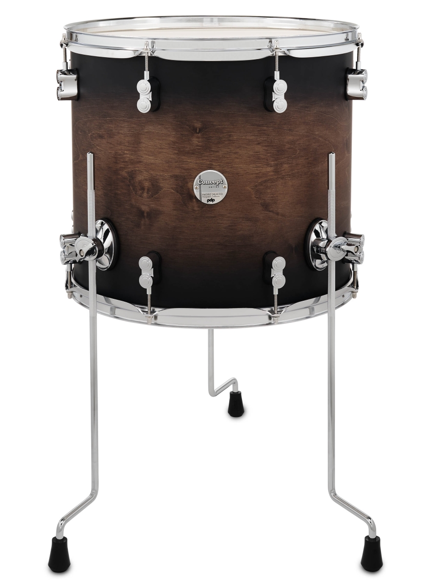 PDCM1416TTSCB 14 x 16 in. Maple Floor Tom Drum, Satin Charcoal Burst Lacquer with Chrome Hardware