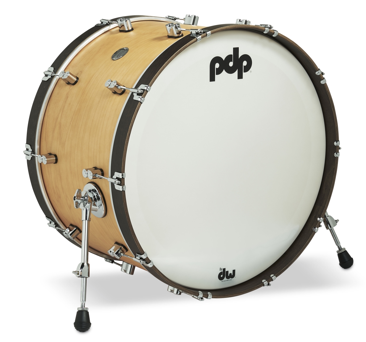 PDCC1424KKNW 14 x 24 in. Natural Stain Kick Drum with Walnut Stain Hoops