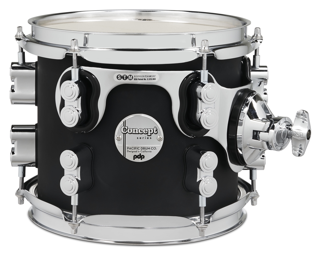 PDCM0708STBK 7 x 8 in. Maple Suspended Tom Drum, Satin Black Finish Ply with Chrome Hardware