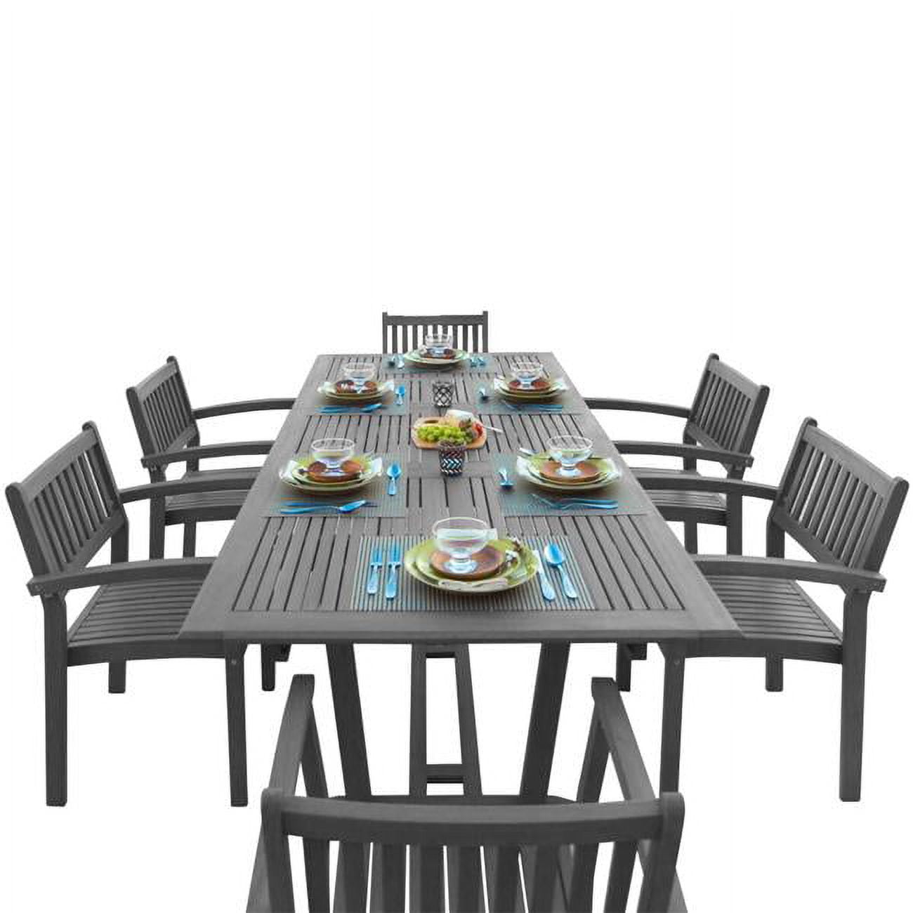 V1294SET23 Renaissance Outdoor Patio Hand-scraped Wood 7-piece Dining Set with Extension Table -  Vifah