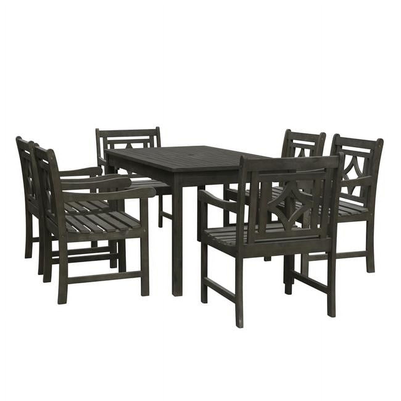 V1297SET30 Renaissance Outdoor 7-piece Wood Patio Rectangular Table Dining Set -  Vifah