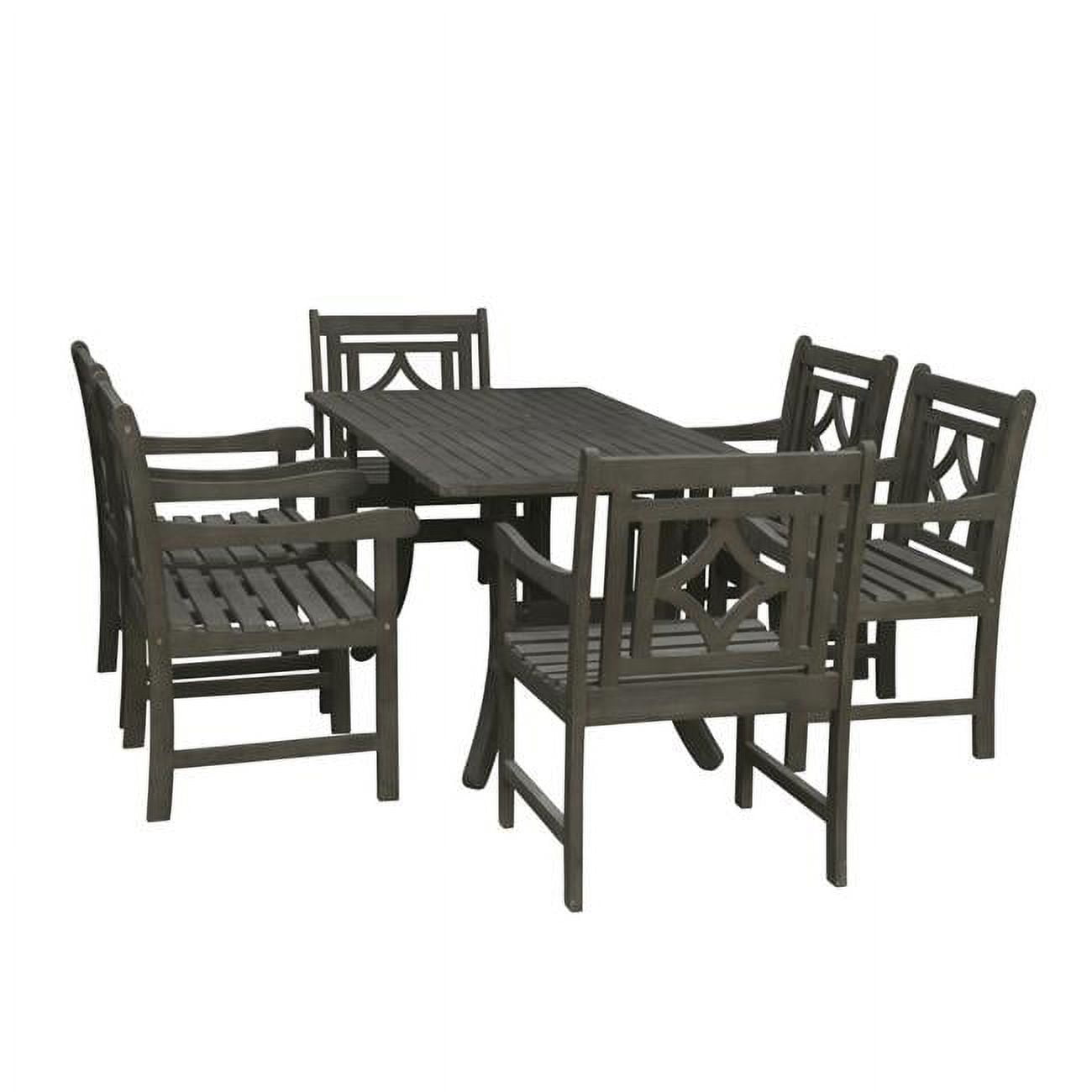 V1300SET15 Renaissance Outdoor 7-piece Wood Patio Curvy Legs Table Dining Set -  Vifah