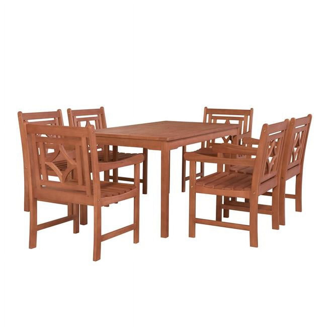 V98SET65 Malibu Outdoor 7-piece Wood Patio Rectangular Table Dining Set -  Vifah
