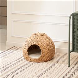 Picture of Vifah V50027 18 in. Amelia Round Hand-Woven Water Hyacinth Cat House with Cushion