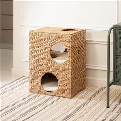 Picture of Vifah V50028 18 in. Liliana Hand-Woven Water Hyacinth 5-Hole Cat House with Cushion