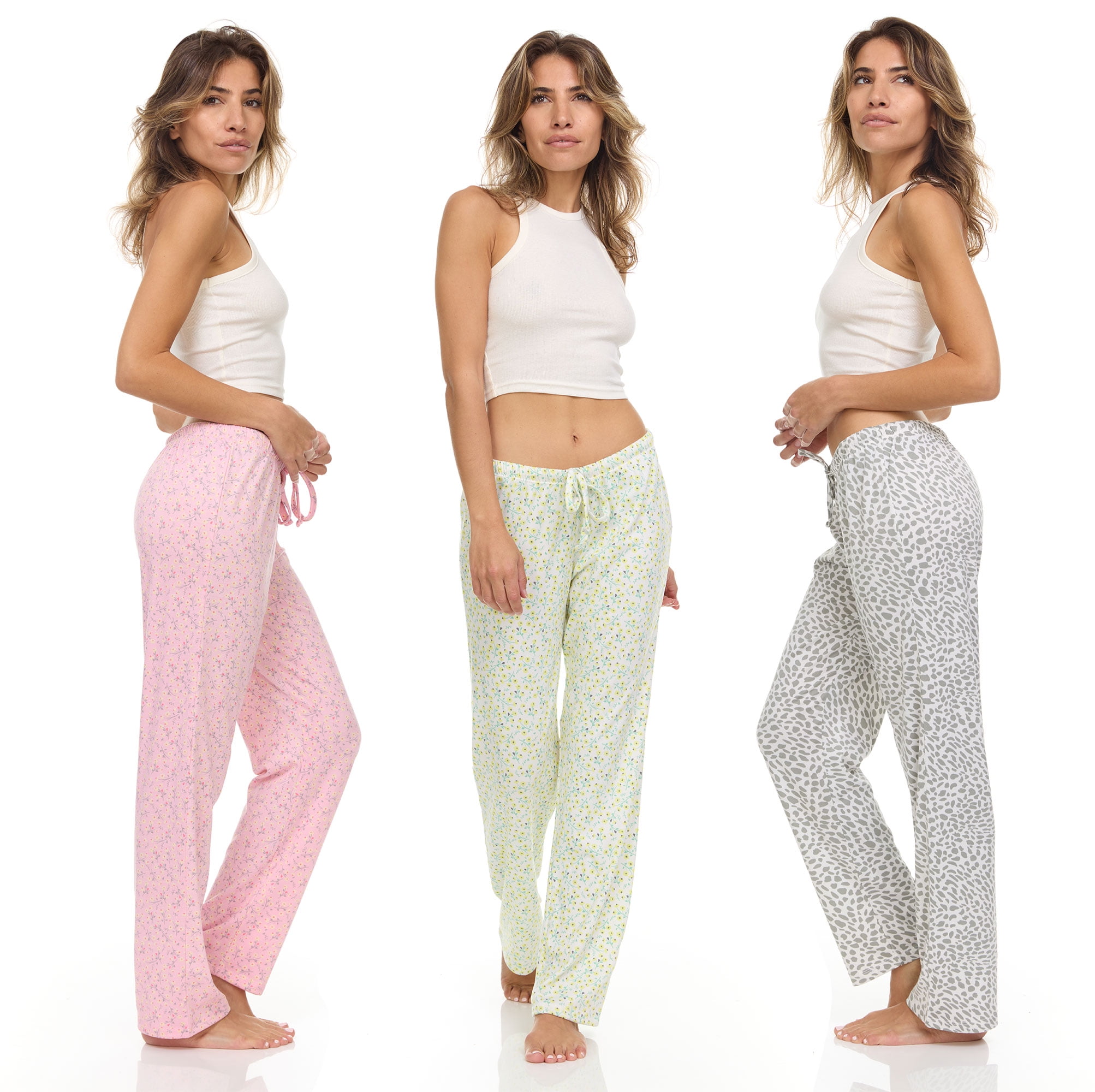 Picture of Daresay PJW-200-SET E-Yum Pnt-3Pk-L Womens Printed Lounge Pajama Pants, Assorted Color - Large - Pack of 3