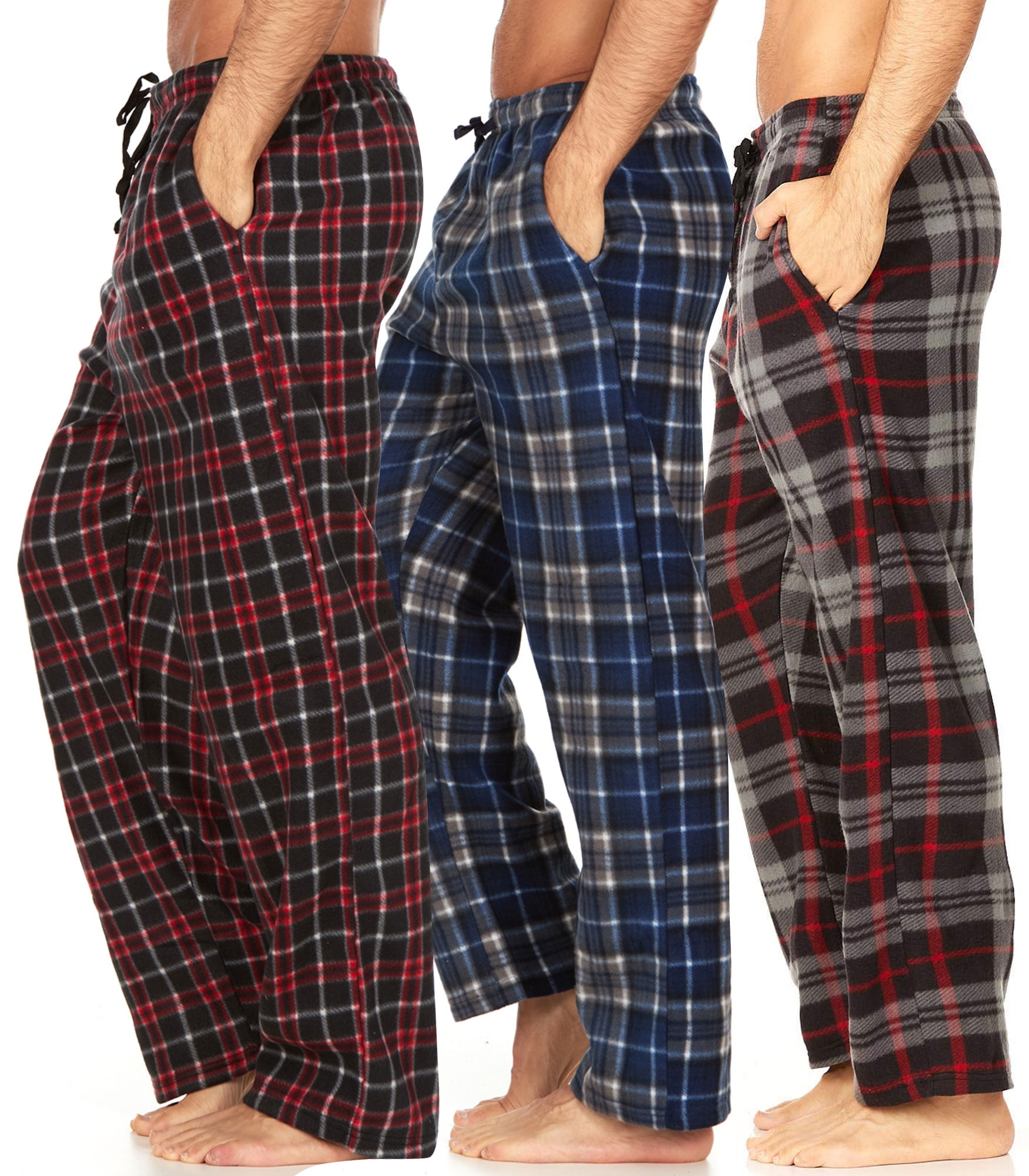 Picture of Daresay PJM-FLC-HM876-06-19-17-M Multipack of Mens Microfleece Pajama Pants & Lounge Wear with Pockets&#44; Assorted Color - Medium - Pack of 3