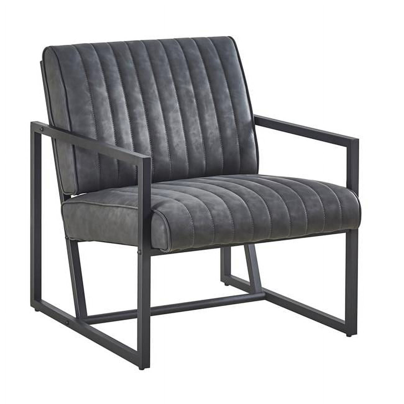 Picture of Direct Wicker UBS-W24002856 Grey Modern Design High Quality Pu and Steel Armchair for Bedroom&#44; Living Room