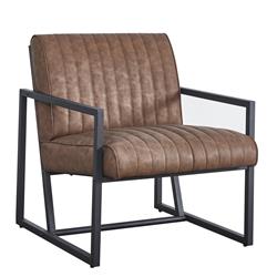 Picture of Direct Wicker UBS-W24002857 Brown Modern design high quality PU and steel armchair for Bedroom&#44; Living Room