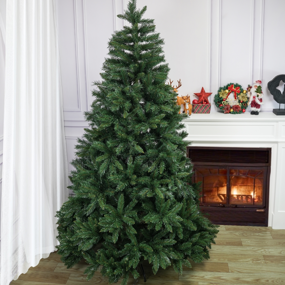 PAT-004-6FT-YJ 6FT Christmas Tree with 7-layer & 976 branch tips, Premium Flame-Retardant PVC