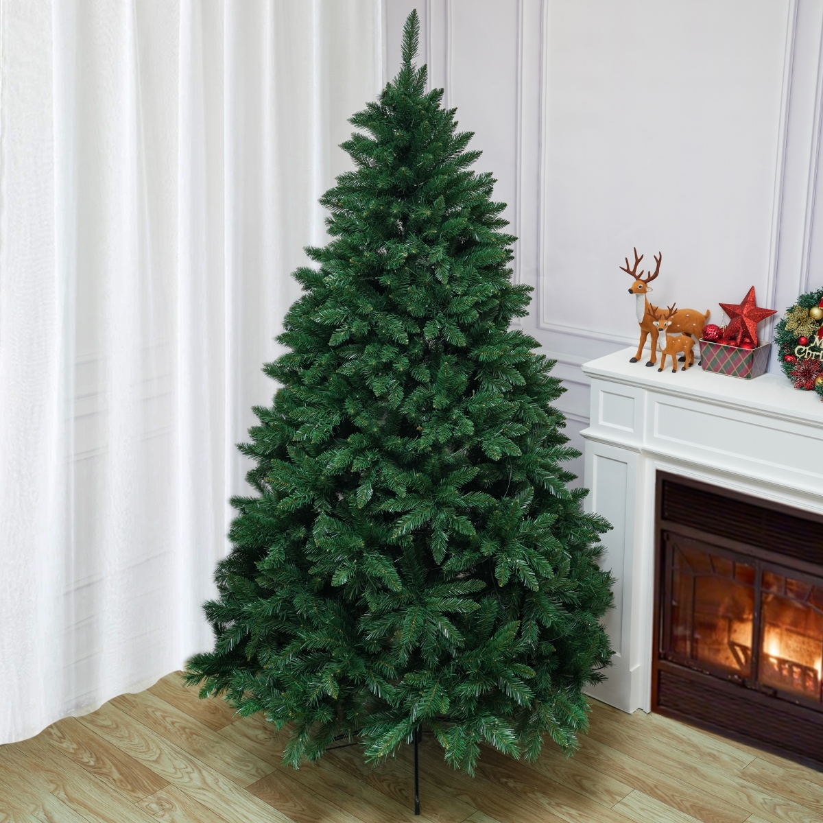 PAT-002-6FT-YJ 6FT Classic Christmas Tree with 1204 Branch Tips, Flame-Retardant PVC, Environmentally Friendly Artificial