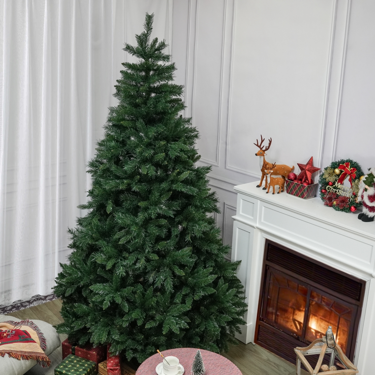 PAT-004-7FT-YJ 7FT Christmas Tree with 9-layer & 1398 branch tips, Premium Flame-Retardant PVC
