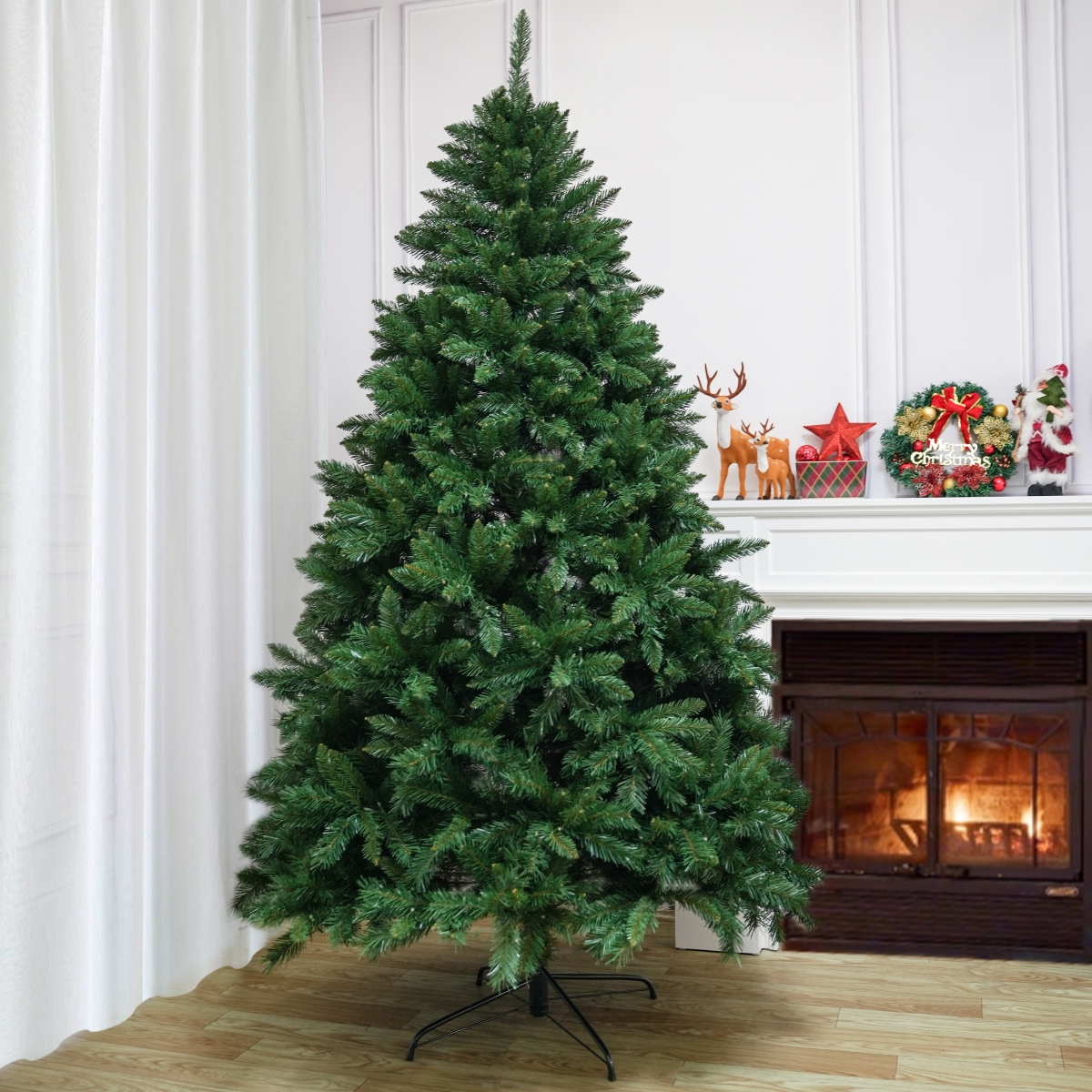 PAT-002-7FT-YJ 7FT Classic Christmas Tree with 1906 Branch Tips, Flame-Retardant PVC, Environmentally Friendly Artificial