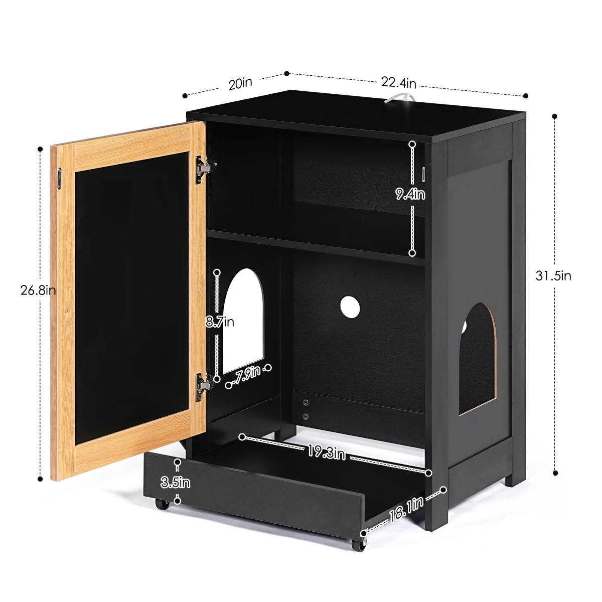 Picture of Direct Wicker DJ-W1687P181553 Pull-Out Cat Litter Box Enclosure & End Table Cabinet with Sisal Scratching Door