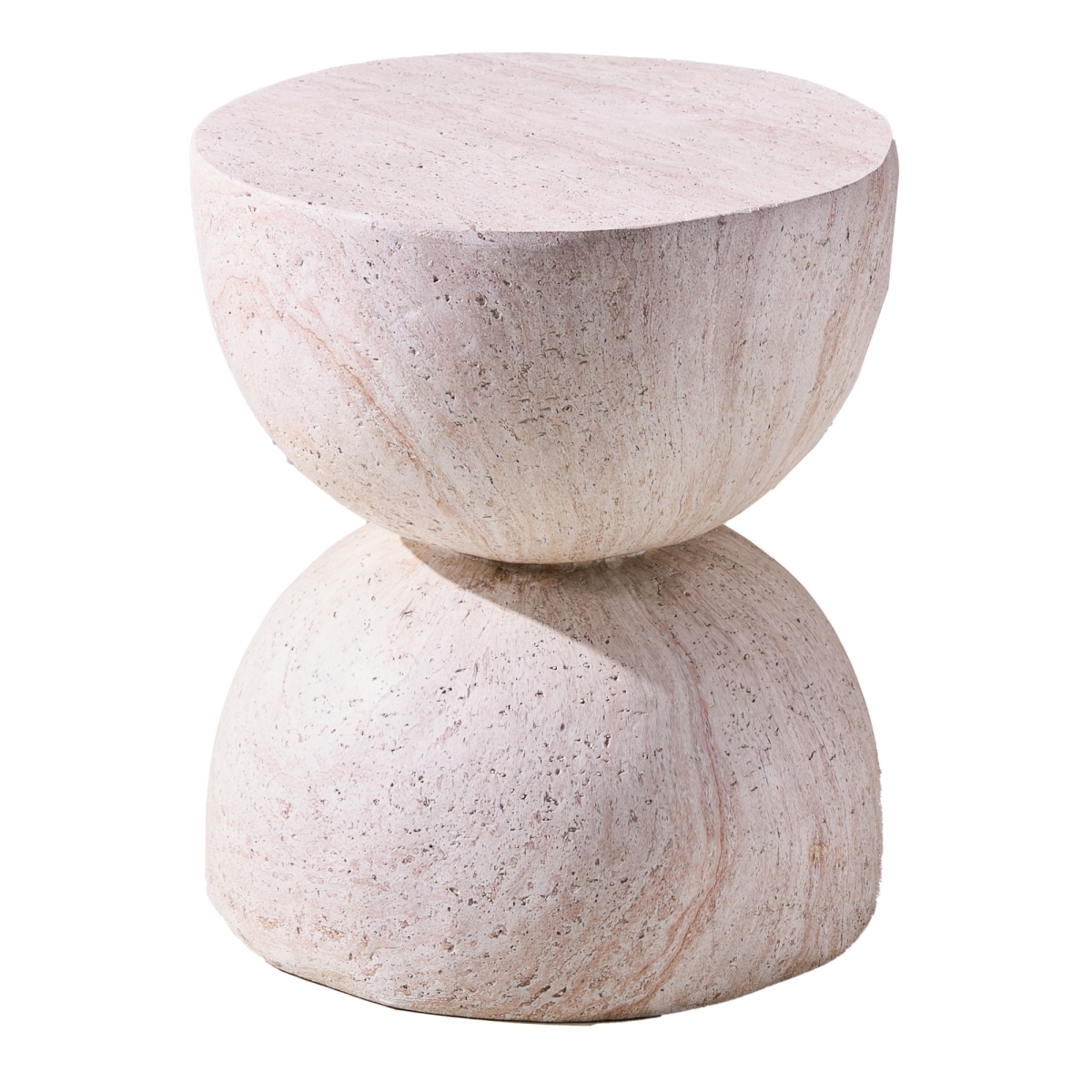 PAT-24928ST-YE  Magnesium Oxide Marble-Look Accent Table, Hourglass Design for Indoor & Outdoor Use,Beige