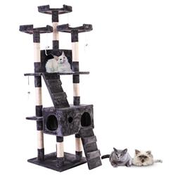 Picture of Direct Wicker UBS-W104146611 Gray 67&apos;&apos; Multi-Level Cat Tree Tower&#44; Kitten Condo House with Scratching Posts&#44; Kitty Play Activity Center