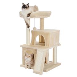 Picture of Direct Wicker UBS-W79640781 Clearance Sale! Beige Cat Tree Luxury 34 Inches Cat Tower with Double Condos&#44; Fully Wrapped Scratching Sisal Posts