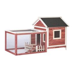 Picture of Direct Wicker UBS-W22534347 Wooden Rabbit Chicken Bunny Hutch Cage with White Picket Fence
