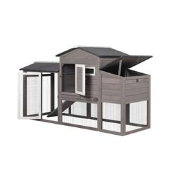 Picture of Direct Wicker UBS-W118840722 Multi-level Hen House Pet Poultry Cage with Ramps Outdoor Asphalt Roof Wooden Chicken Coop