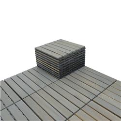 Picture of Direct Wicker UBS-W68540841 12&apos;x12&apos; Square Acacia Wood Interlocking Flooring Tiles Striped Pattern Pack of 10 Tiles (Grey Style-1)