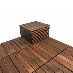 Picture of Direct Wicker UBS-W68533347 12&apos;x12&apos; Square Acacia Wood Interlocking Flooring Tiles Striped Pattern Pack of 10 Tiles (Brown Style-1)