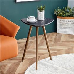 Picture of Direct Wicker UBS-W115149205 Modern Minimalism Faux Marble Side Table&#44; Small Accent Coffee Table with Dark Gold Metal Legs (Triangle and Black)