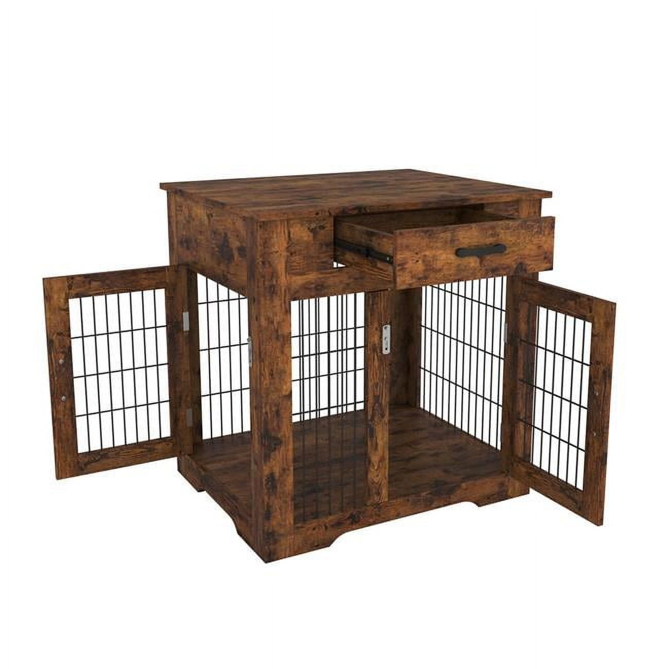 Picture of Direct Wicker UBS-W116241645 Large Dog Crate with Drawer&#44; Pet Kennels with Double Doors&#44; Dog House&#44; End Table Furniture&#44; Brown