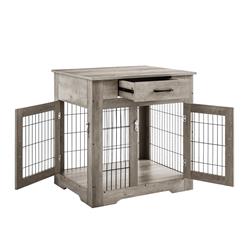 Picture of Direct Wicker UBS-W116240714 Large Dog Crate with Drawer&#44; Pet Kennels with Double Doors&#44; Dog House&#44; End Table Furniture&#44; Grey
