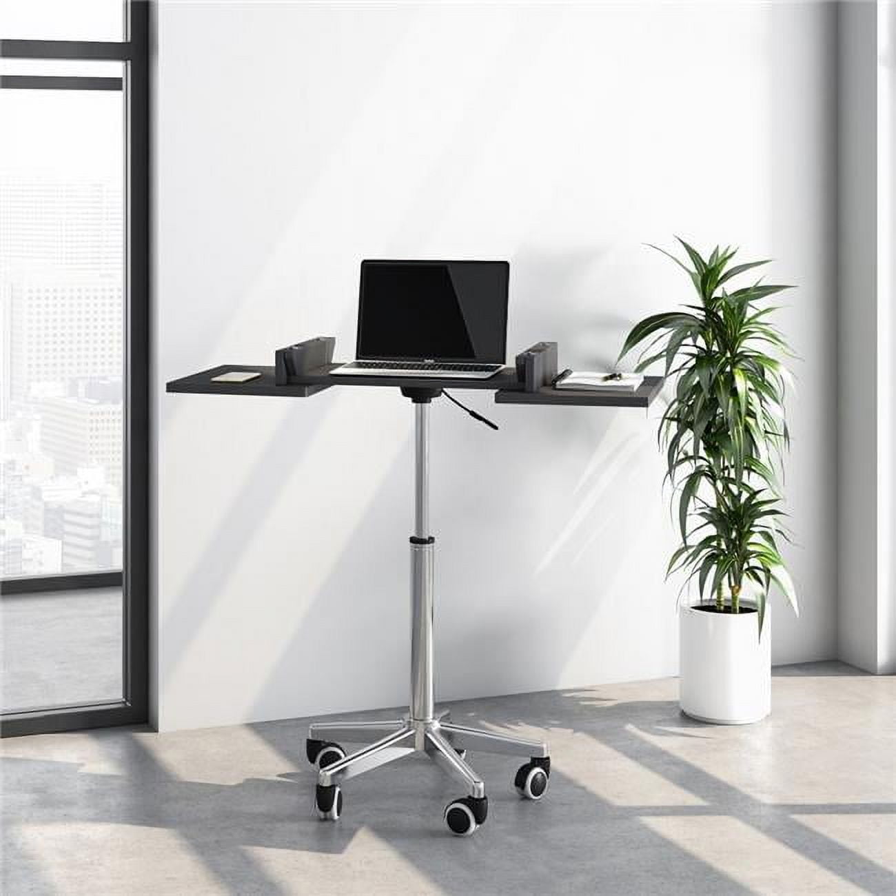 Sit-to-Stand Rolling Adjustable Office Table, Folding Table Laptop Cart, Graphite
