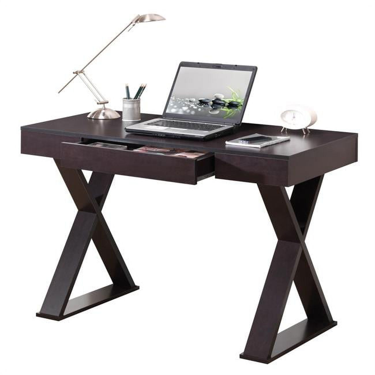 Trendy Writing Desk with Drawer, Office Table, Espresso