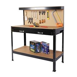 UBS-W46517479 63 in. Steel Workbench Tool Storage Work Bench Workshop Tools Table with Drawer & Peg Board -  Direct Wicker