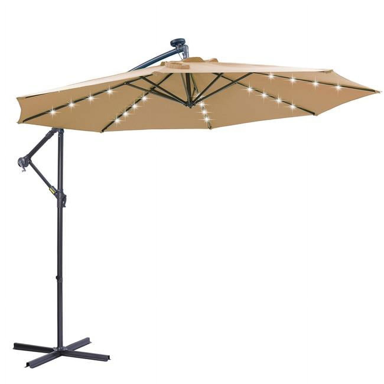 UBS-W41917531 10 ft. Solar LED Patio Outdoor Hanging Cantilever Offset Umbrella with 32 LED Lights, Dark Taupe -  Direct Wicker