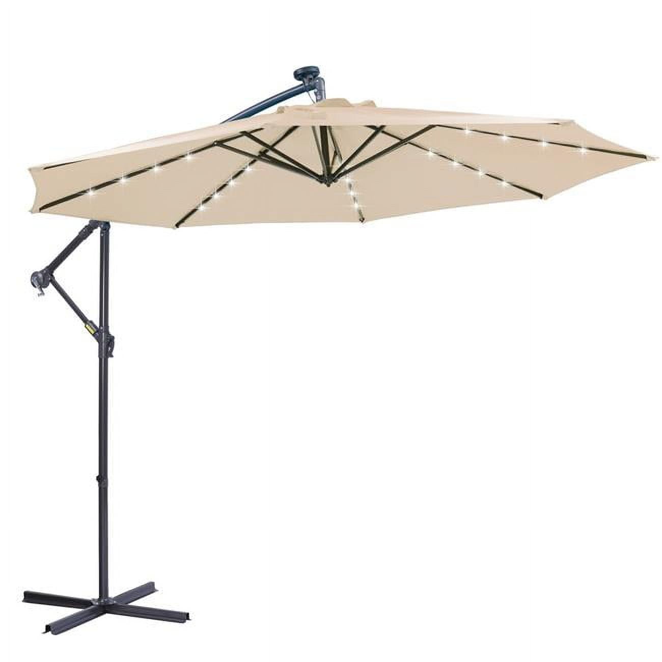 UBS-W41917533 10 ft. Solar LED Patio Outdoor Hanging Cantilever Offset Umbrella with 32 LED Lights, Tan -  Direct Wicker