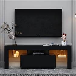 UBS-W33115870 Flat Screen TV Cabinet with LED RGB Lights, Black -  Direct Wicker