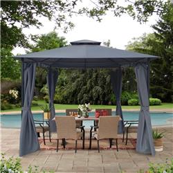 Picture of Direct Wicker UBS-W41941638 10x10 Ft Outdoor Shading Patio Garden Dark Gray Gazebo Tent with Curtains