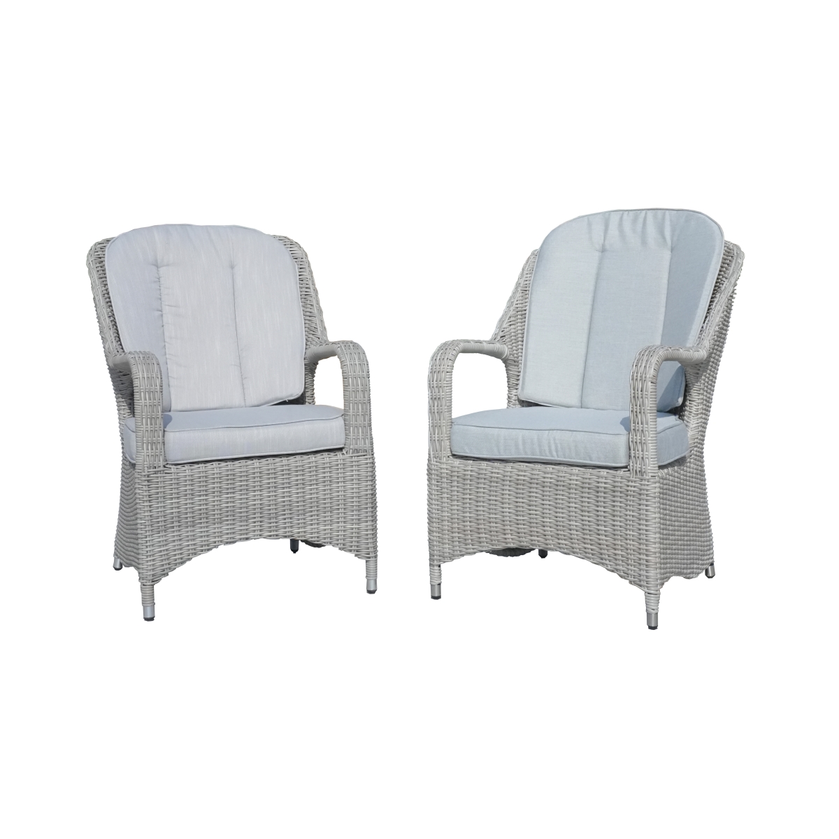 PAS-009HL-  2-Piece Patio Gray Wicker Arm Chair with Cushion