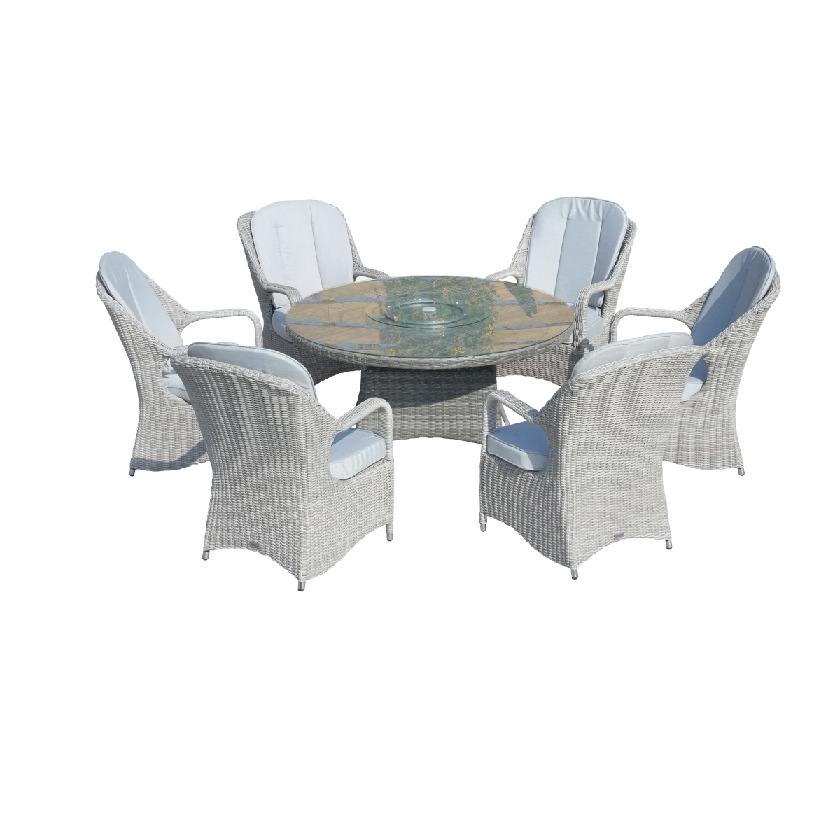 7-Piece Patio 6-Seat Wicker Round Dining Set for Garden