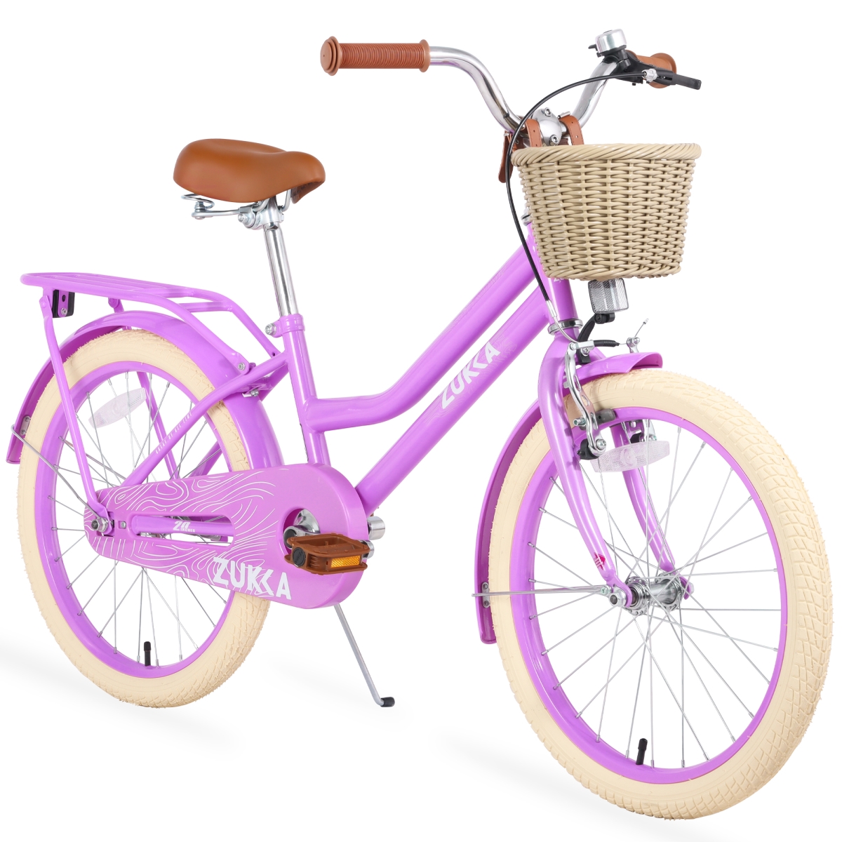 UBS-W1019138604 Purple Girls Cruiser Bike with Basket, 20 inch Wheel, Ages 7+ Years