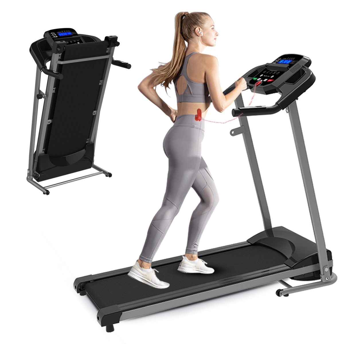 DJ-W98751380 Foldable Electric Treadmill with 12 Perset Programs Walking Jogging Treadmill -  Direct Wicker