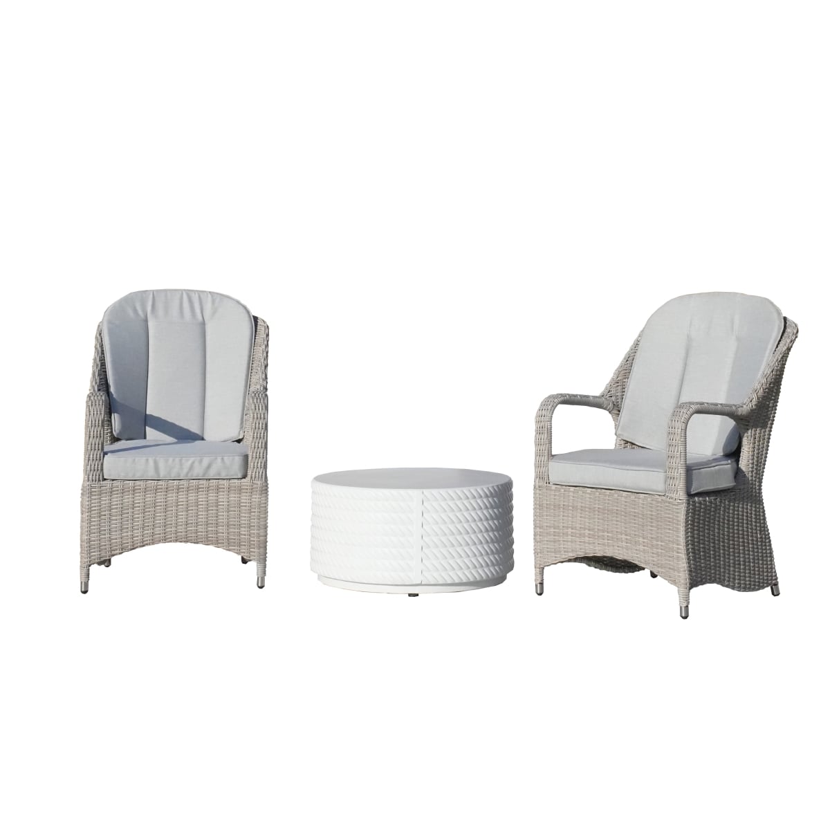 3-piece Patio Wicker Bistro Set With Cushions