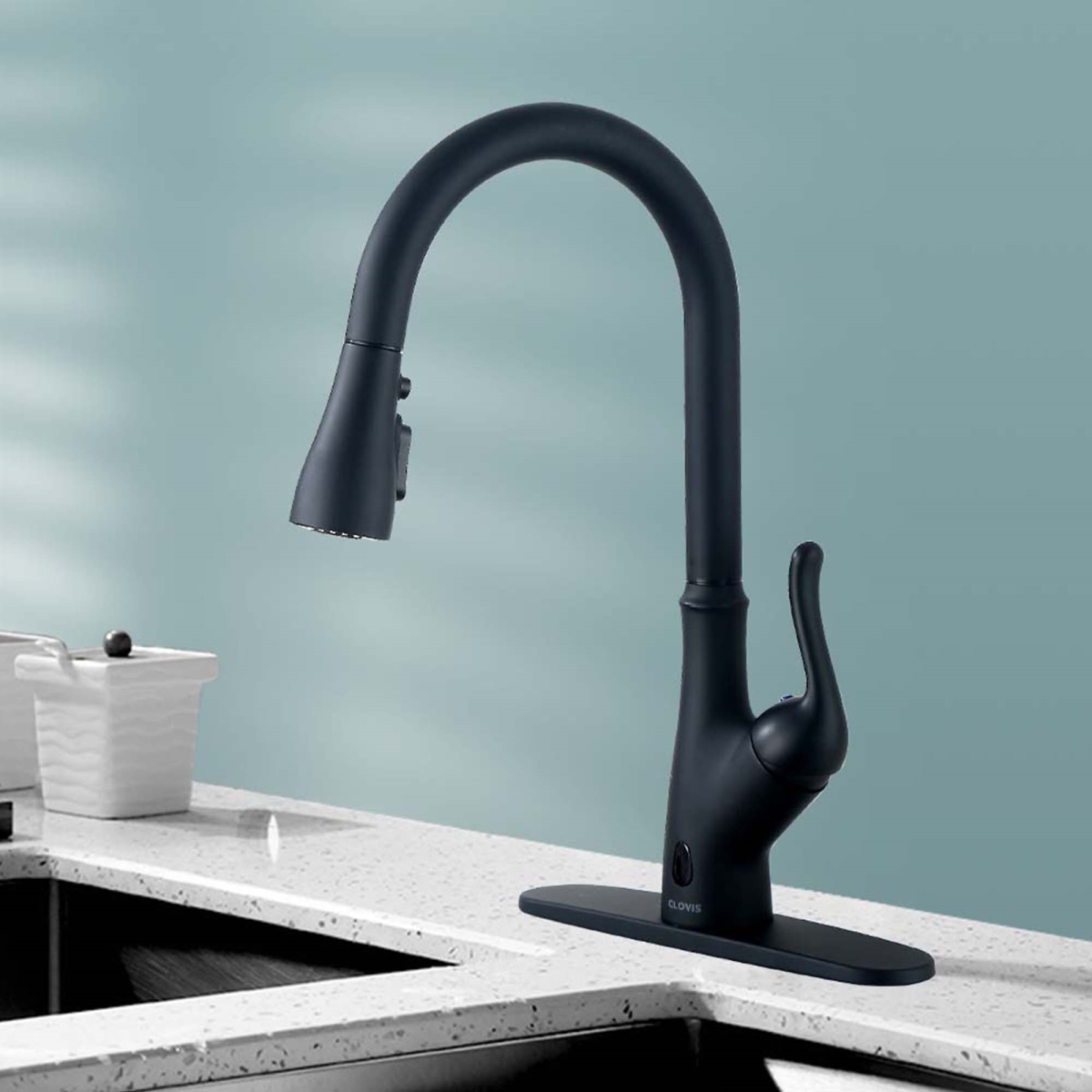 Picture of Direct Wicker UBS-20S05101MBL Single Handle Pull Down Touchless Kitchen Faucet