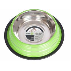 Picture of Iconic Pet 92176 Color Splash Stripe Non-Skid Pet Bowl&#44; Green - 96 oz