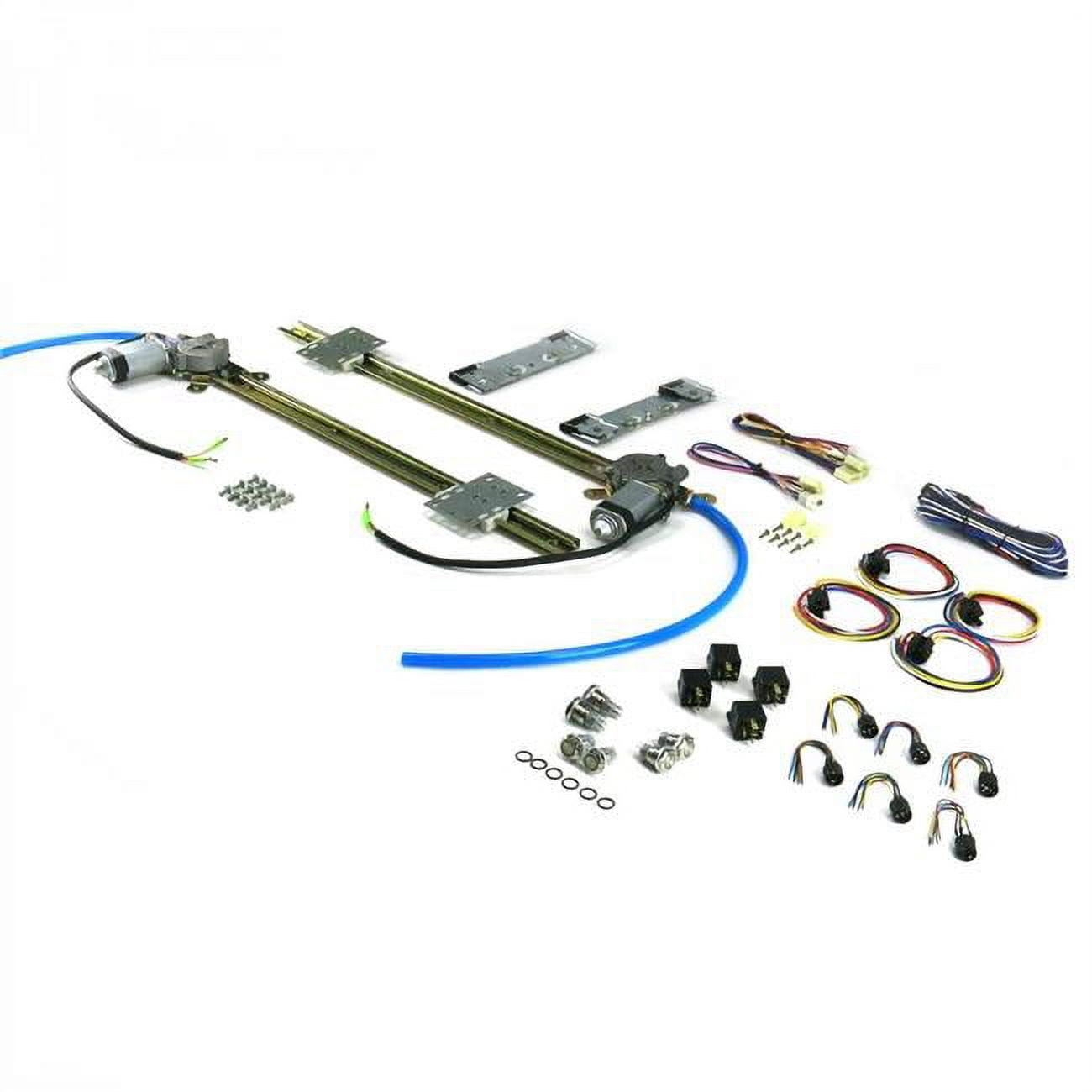Picture of Autoloc AUTPW55BBB263 2 Door Flat Glass Power Window Kit with 3 Retro Billet Switches - Yellow Illumination