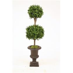 63 in. Boxwood Double Ball Topiary in Rust Fiberglas Classic Urn