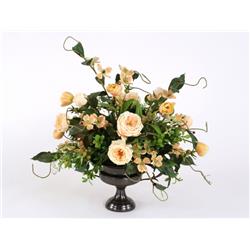 Picture of Distinctive Designs 7037A Champagne Roses&#44; Tulips & Dogwood in Bronze Compote