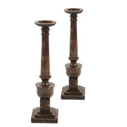 Picture of Distinctive Designs DDI-350-2 Aged Wood Candlestick Pedestal&#44; Brown
