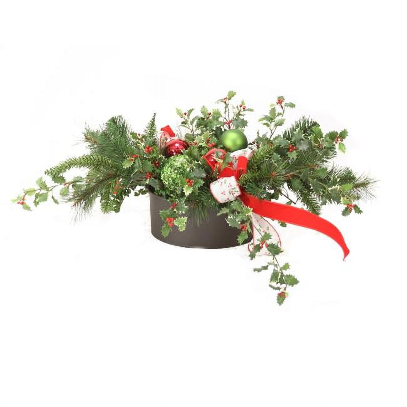 Picture of Disttive Designs X03XA7 Unisex Green Pine & Holly Arrangement with Red Ribbon
